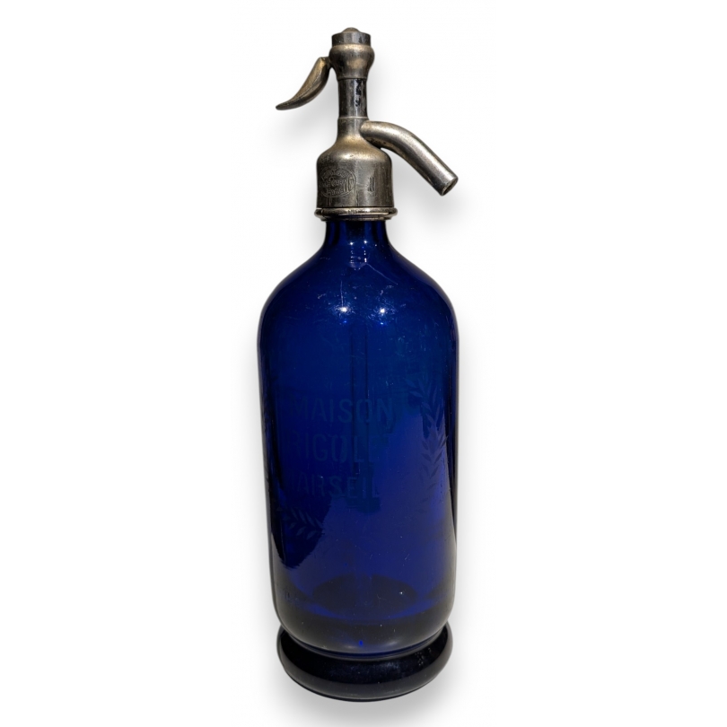 Siphon en verre bleu cobalt RIGOLET