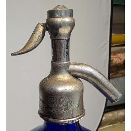 Siphon en verre bleu cobalt RIGOLET
