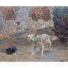 Tableau \"Chien en Algérie\" signé Eugène GIRARDET