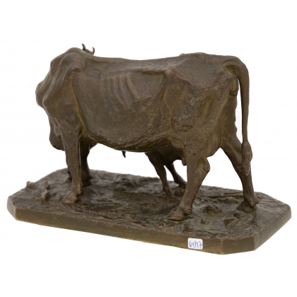 Bronze \"Vache et veau\" signé P.J. MÈNE