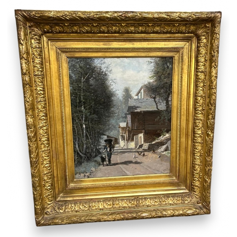 Tableau \"Sur le chemin de Salvan\" signé DELAPEINE