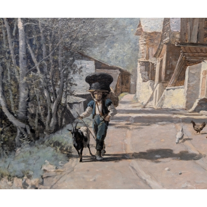 Tableau \"Sur le chemin de Salvan\" signé DELAPEINE