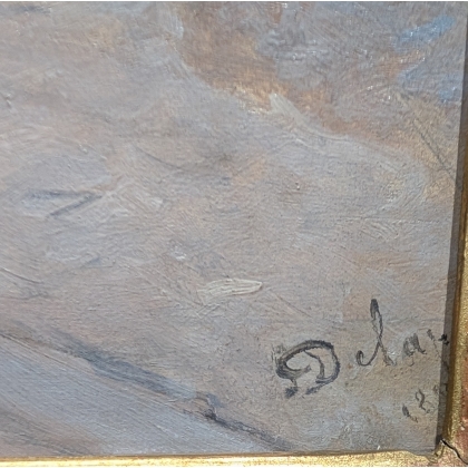 Tableau \"Sur le chemin de Salvan\" signé DELAPEINE