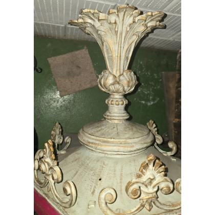 Grande lanterne hexagonale en fonte polychrome