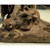 Sculpture "Lions et phacochère" signée B. MAKENA