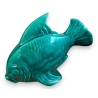 Poisson en faïence verte signé LEJAN