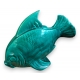 Poisson en faïence verte signé LEJAN