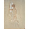 Pastel "Jeune femme à la fenêtre" signé SD
