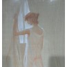 Pastel "Jeune femme à la fenêtre" signé SD