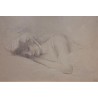 Pastel "Jeune femme endormie" signé SD