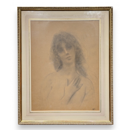 Pastel "Jeune femme" signé SD