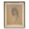 Pastel "Jeune femme" signé SD