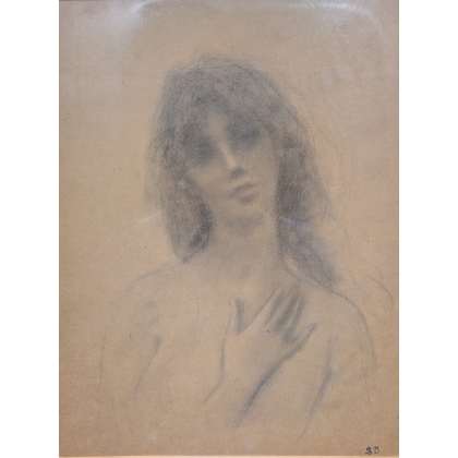 Pastel "Jeune femme" signé SD