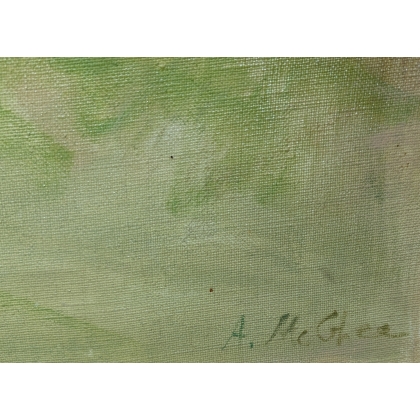 Tableau \"House on a hill\" signé A. McGHEE