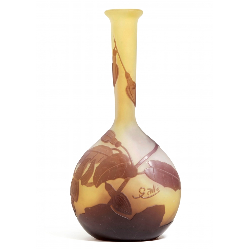 Vase soliflore Fucshia signé GALLÉ