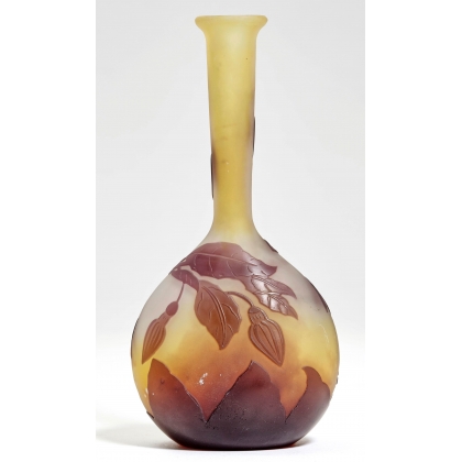 Vase soliflore Fucshia signé GALLÉ