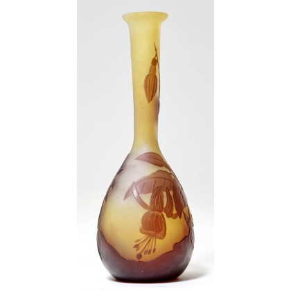 Vase soliflore Fucshia signé GALLÉ