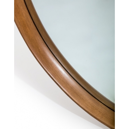 Grand miroir rond cadre en chêne