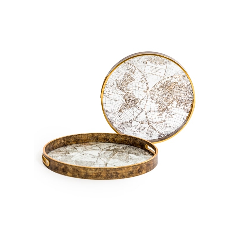 Gold-coloured ‘World Map’ serving tray