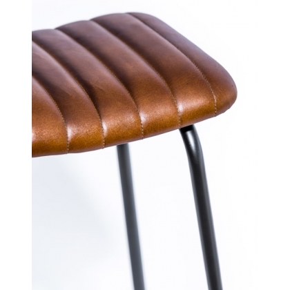 Tabouret de bar industriel cuir brun