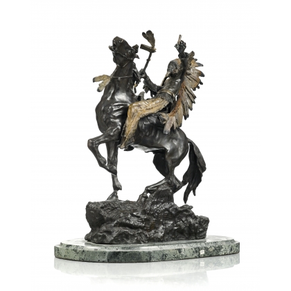 Bronze polychrome "Chef amérindien" signé KAUBA