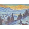 Pastel "Gstaad à l'aube" signé W. S. HORTON