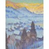 Pastel "Gstaad à l'aube" signé W. S. HORTON