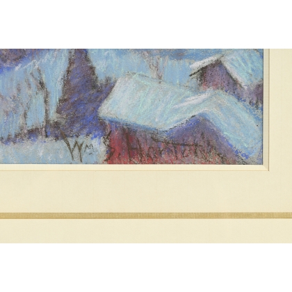 Pastel "Gstaad à l'aube" signé W. S. HORTON
