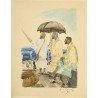 Aquarelle "Scène orientale" signée E.M. SANDOZ