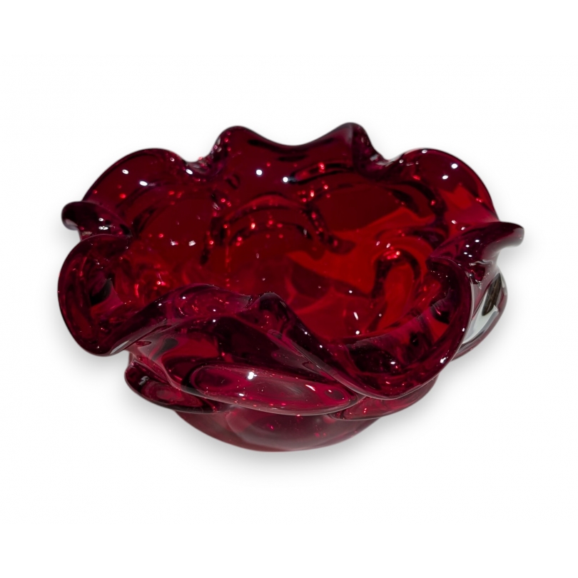 Red glass ashtray