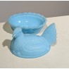 Blue moulded glass hen