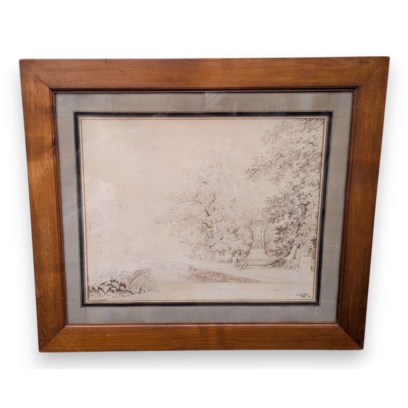 Lavis, signé DE LA RIVE, daté 1802.  sur Moinat SA  - Antiquités décoration -  Gouaches, Aquarelles, Pastels