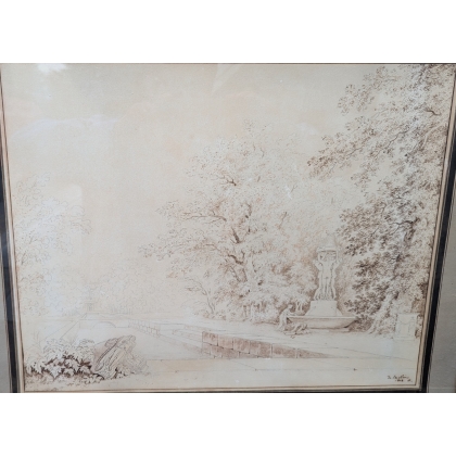 Lavis, signé DE LA RIVE, daté 1802.  sur Moinat SA  - Antiquités décoration -  Gouaches, Aquarelles, Pastels