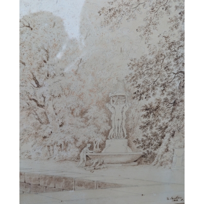 Lavis, signé DE LA RIVE, daté 1802.  sur Moinat SA  - Antiquités décoration -  Gouaches, Aquarelles, Pastels