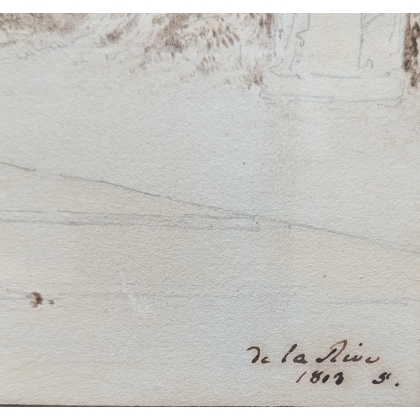 Lavis, signé DE LA RIVE, daté 1802.  sur Moinat SA  - Antiquités décoration -  Gouaches, Aquarelles, Pastels