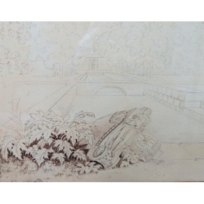 Lavis, signé DE LA RIVE, daté 1802.  sur Moinat SA  - Antiquités décoration -  Gouaches, Aquarelles, Pastels