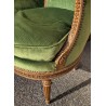 Bergère Louis XVI en bois doré et velours vert