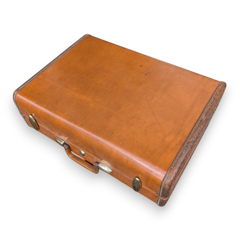 Brown leather suitcase