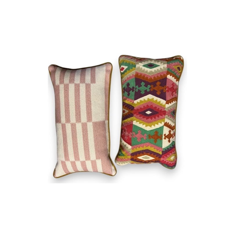 Pink ethnic-print cushion