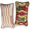 Pink ethnic-print cushion