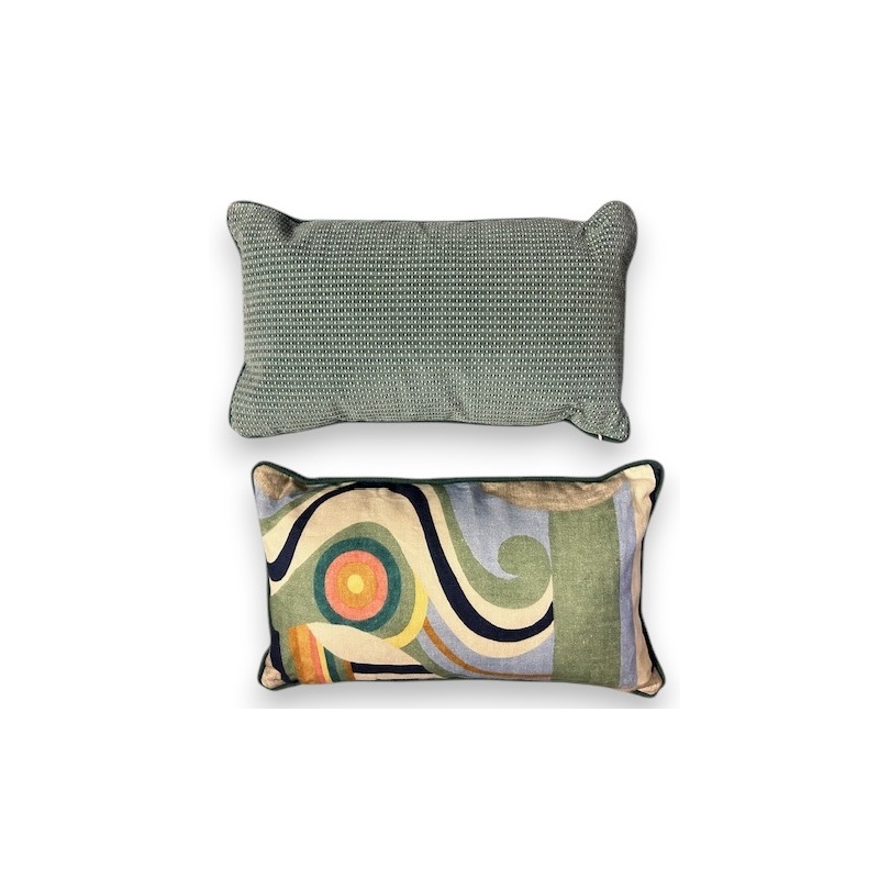 Green ethnic-print cushion