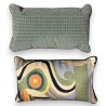 Green ethnic-print cushion