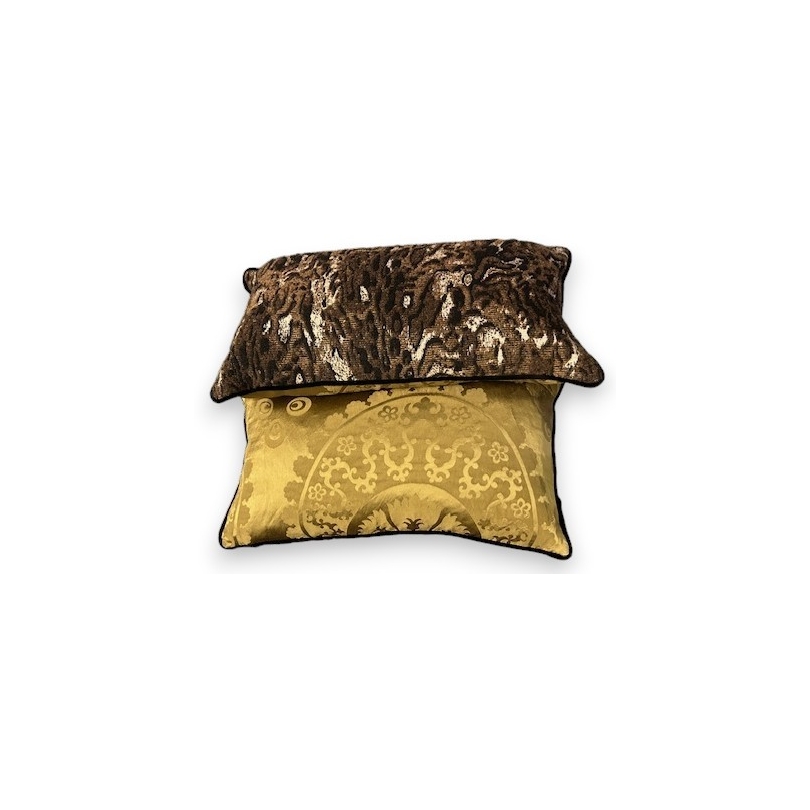 Brown and yellow fabric cushion