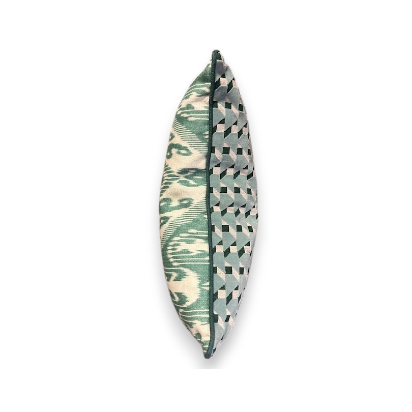 Green ethnic-print cushion