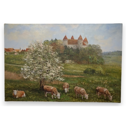 Tableau \"Châteu de Champvent\" signé S. DAUGHTA