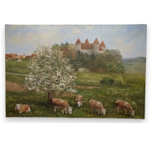Tableau "Châteu de Champvent" signé S. DAUGHTA
