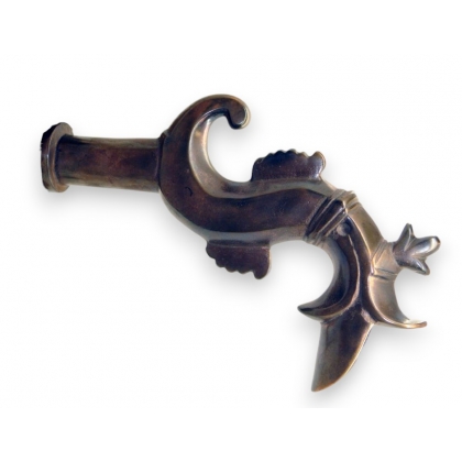 Rococo-style fish-shaped fountain spout with a patina finish