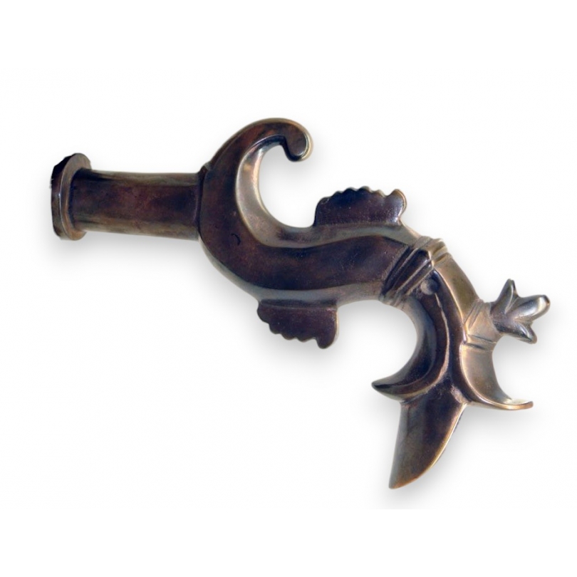 Rococo-style fish-shaped fountain spout with a patina finish