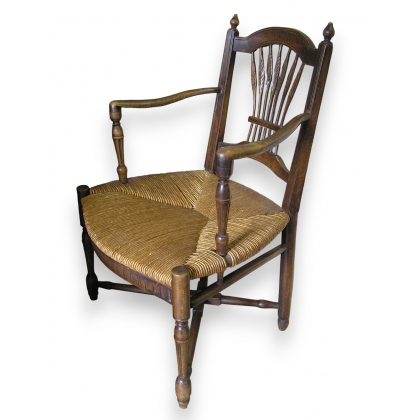 Pair of straw-seated armchairs, 20th century, from Moinat SA – Antiques and home décor