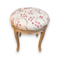 Tabouret rond style Louis XV en hêtre sculpté